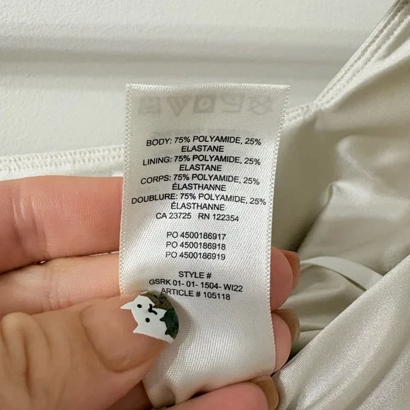 NWT BABATON Satinete Squareneck Matte Pearl Longsleeve Bodysuit Small Balletcore - Picture 7 of 7